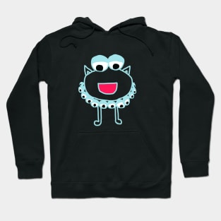 Blue line work eyeball monster drawing Hoodie